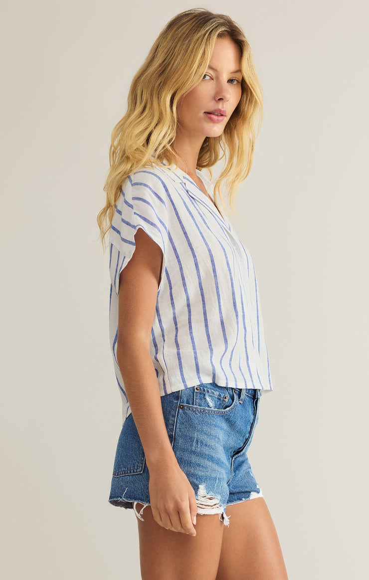 Tops Parallel Striped Linen Top Parallel Striped Linen Top