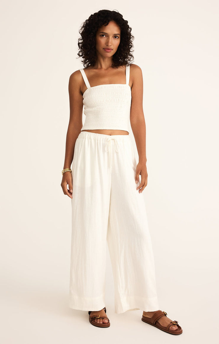 Tops Amelie Smocked Linen Crop Tank Amelie Smocked Linen Crop Tank