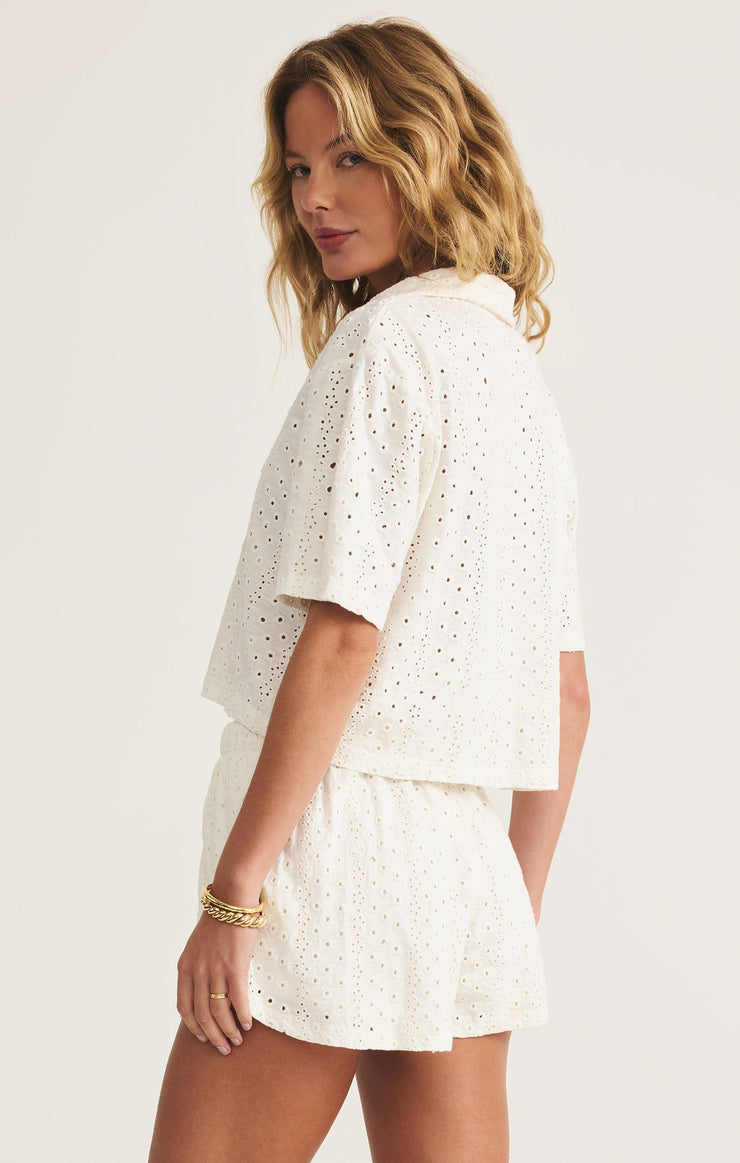 Tops Madrid Knit Eyelet Button Up Madrid Knit Eyelet Button Up