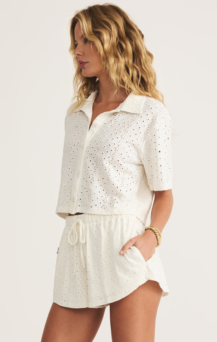 Tops Madrid Knit Eyelet Button Up Madrid Knit Eyelet Button Up