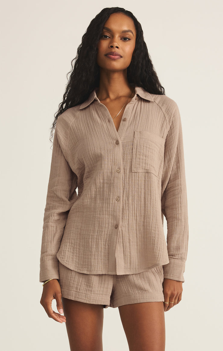 Tops Perfect Airy Gauze Button Up Perfect Airy Gauze Button Up