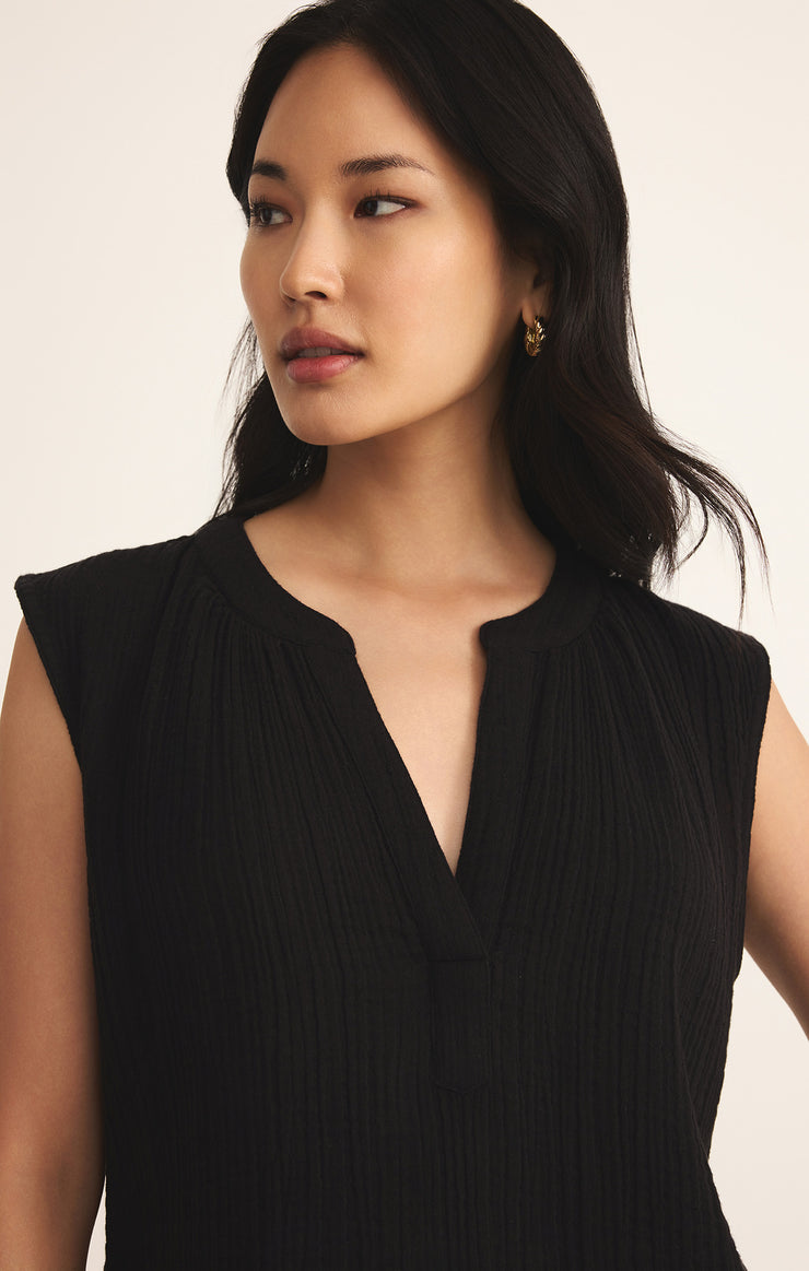 Tops Cliffside V-Neck Airy Gauze Top Black