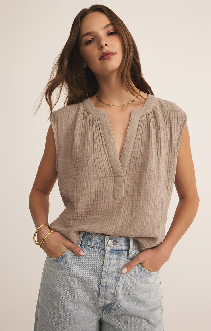 Tops Cliffside V-Neck Airy Gauze Top Cliffside V-Neck Airy Gauze Top