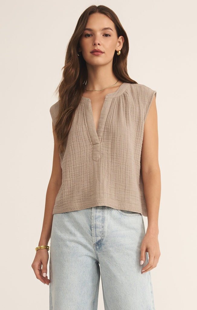 トップス stone V-neckknit archive insideout Cliffside V-Neck Airy Gauze Top – Z SUPPLY