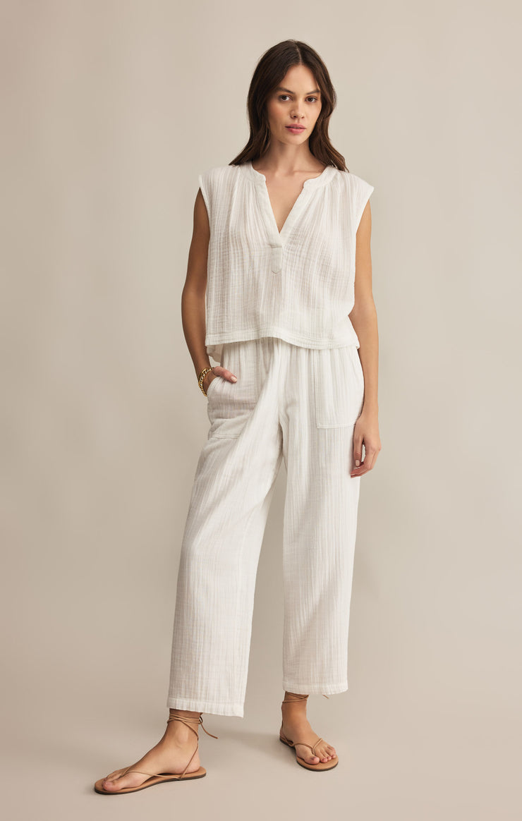 Tops Cliffside V-Neck Airy Gauze Top White