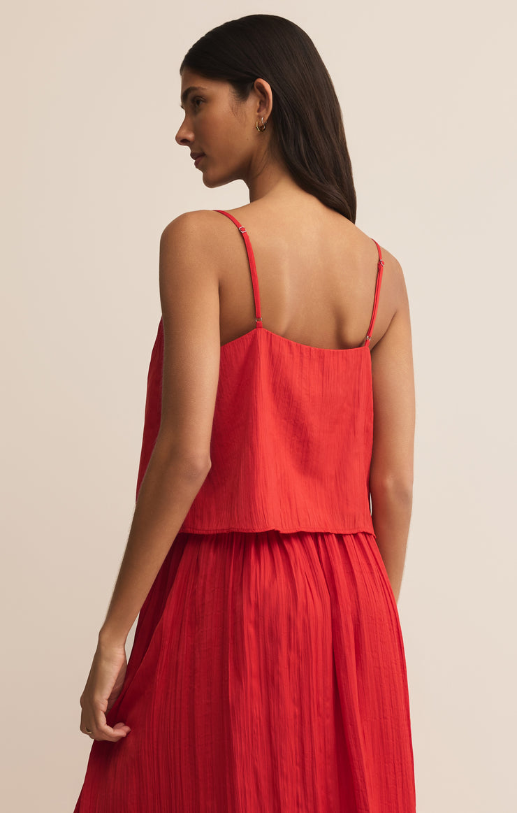 Tops Fiore Satin Crop Tank Cabana Red