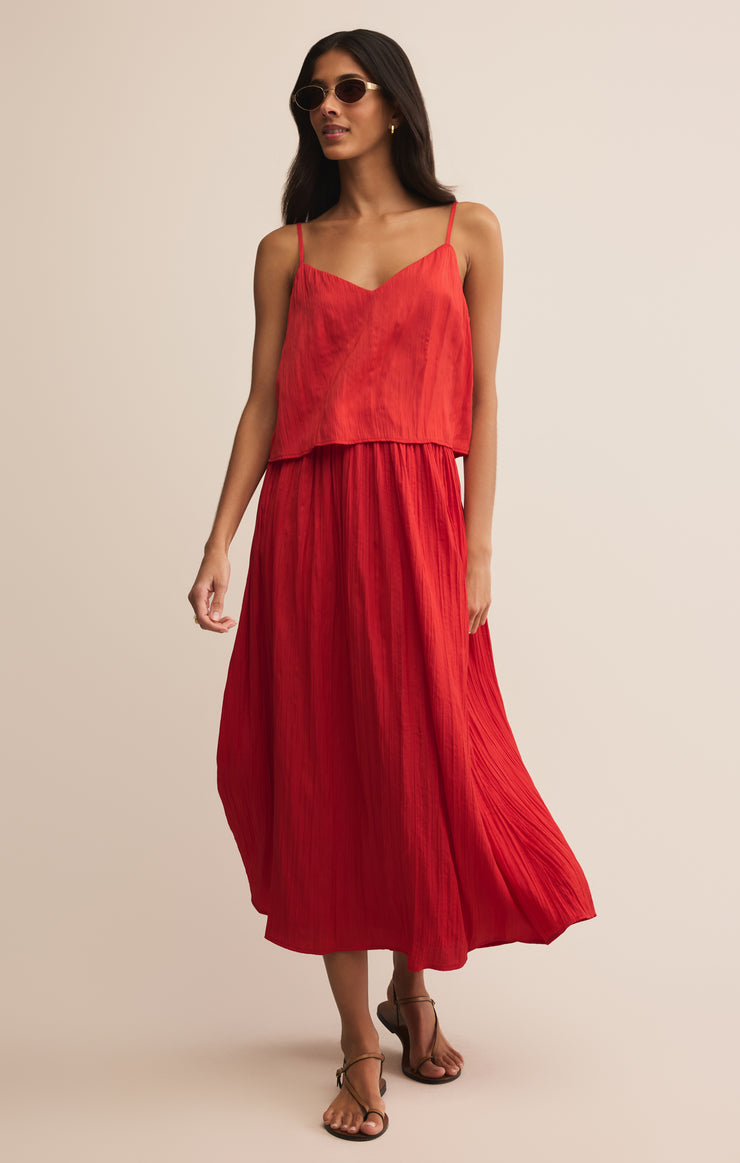 Tops Fiore Satin Crop Tank Cabana Red