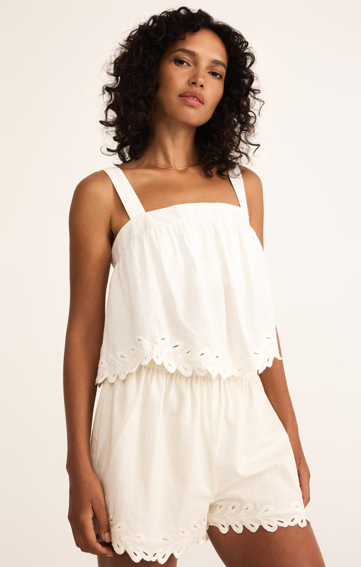 Tops Annecy Embroidered Linen Tank Annecy Embroidered Linen Tank