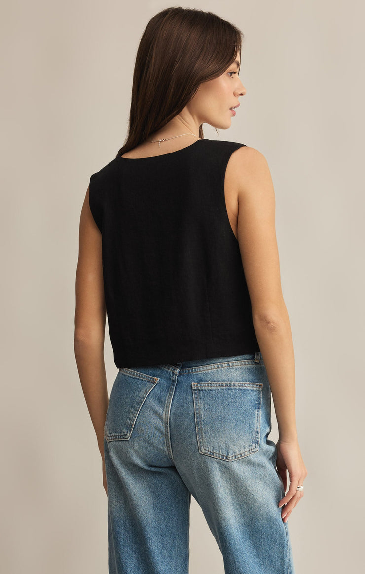Tops Marta Linen Vest Black