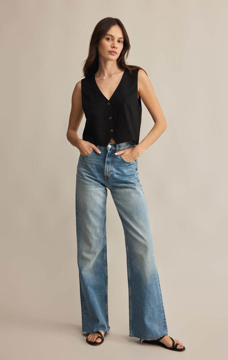 Tops Marta Linen Vest Black