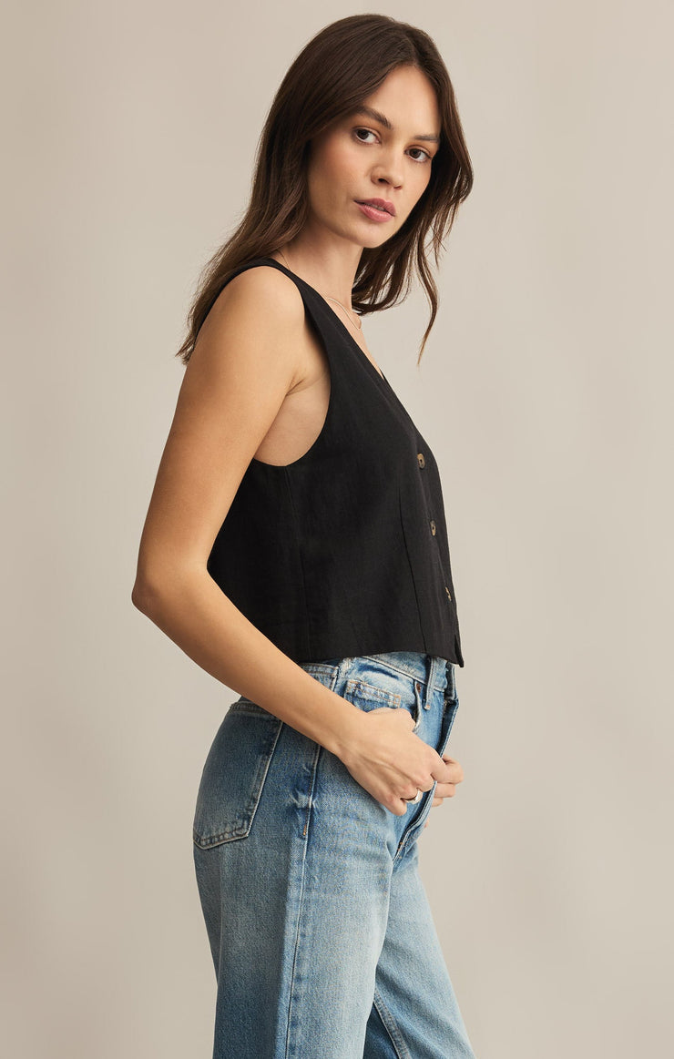 Tops Marta Linen Vest Black
