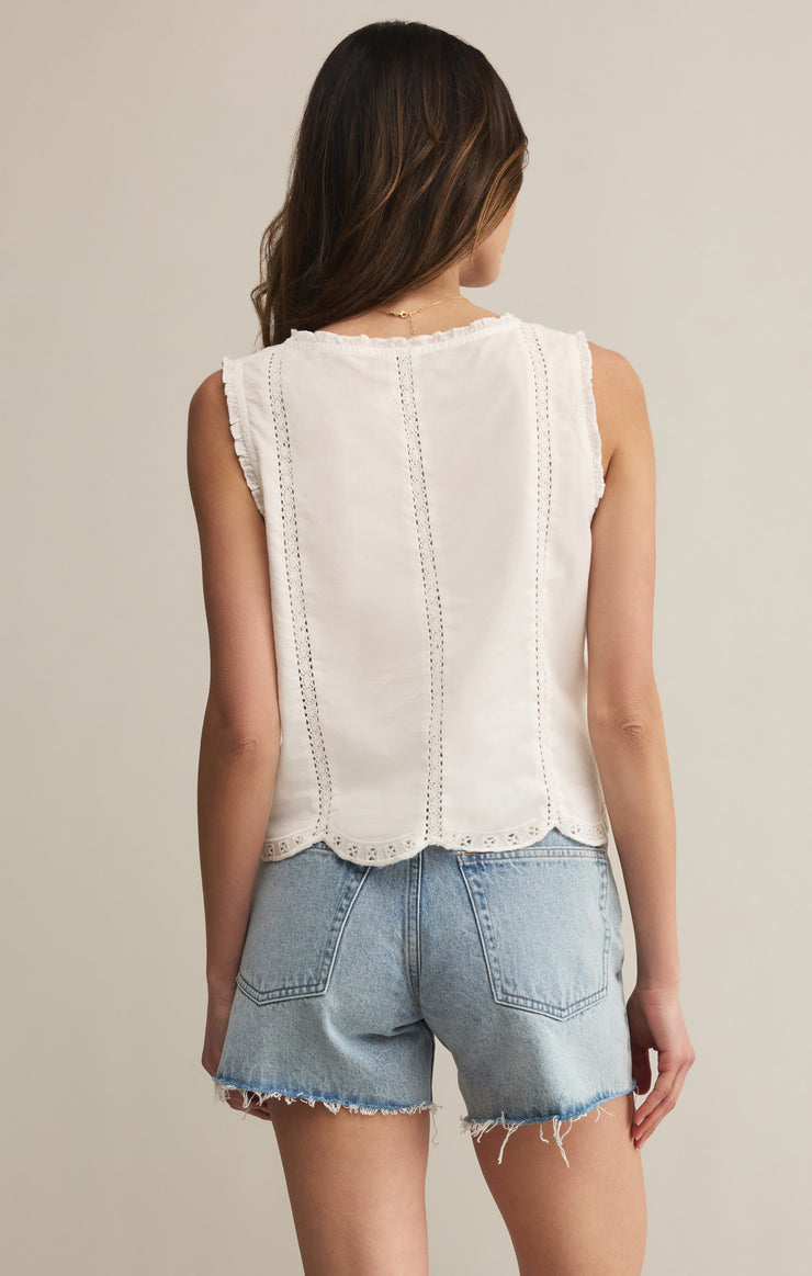 Tops Tomi Embroidered Cotton Tank White