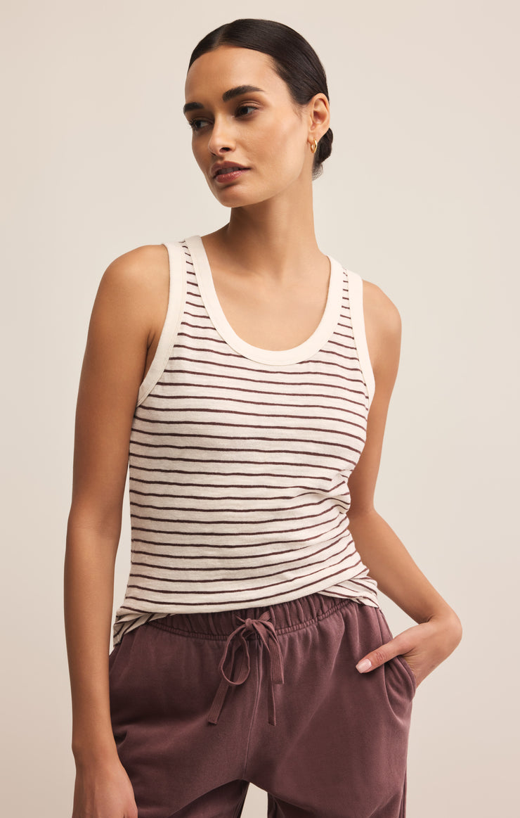 Tops The Perfect Striped Tank Sandalwood