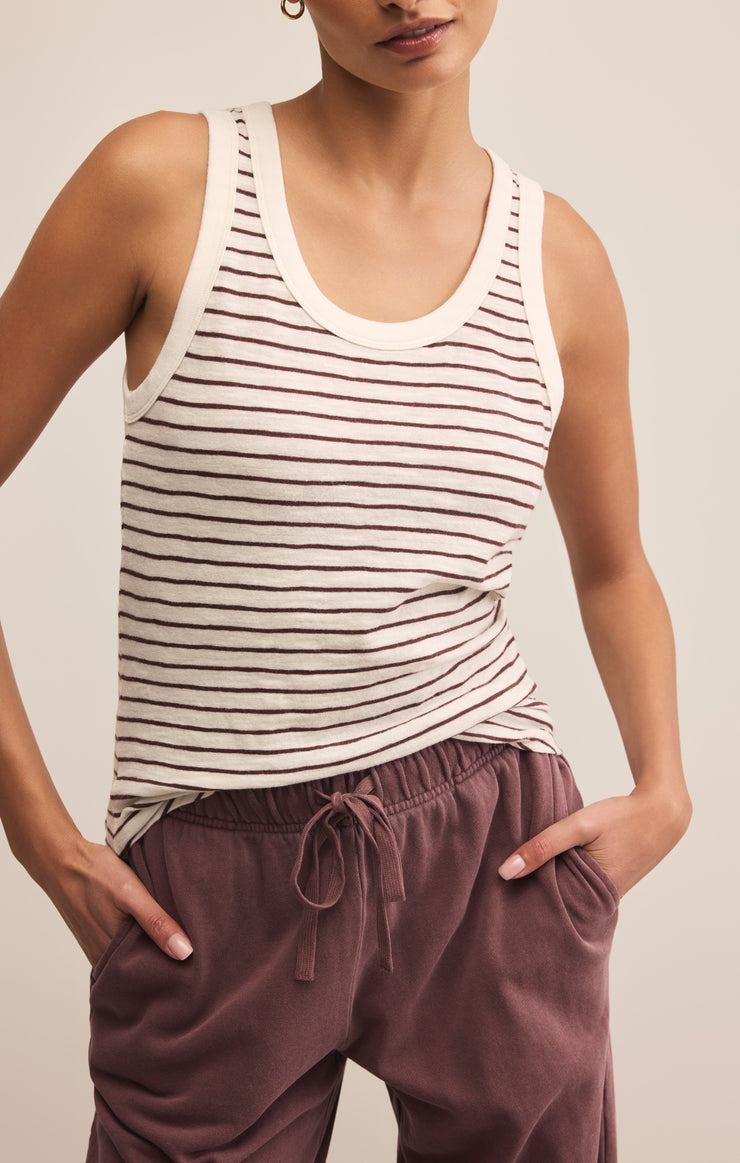 Tops The Perfect Striped Tank Sandalwood