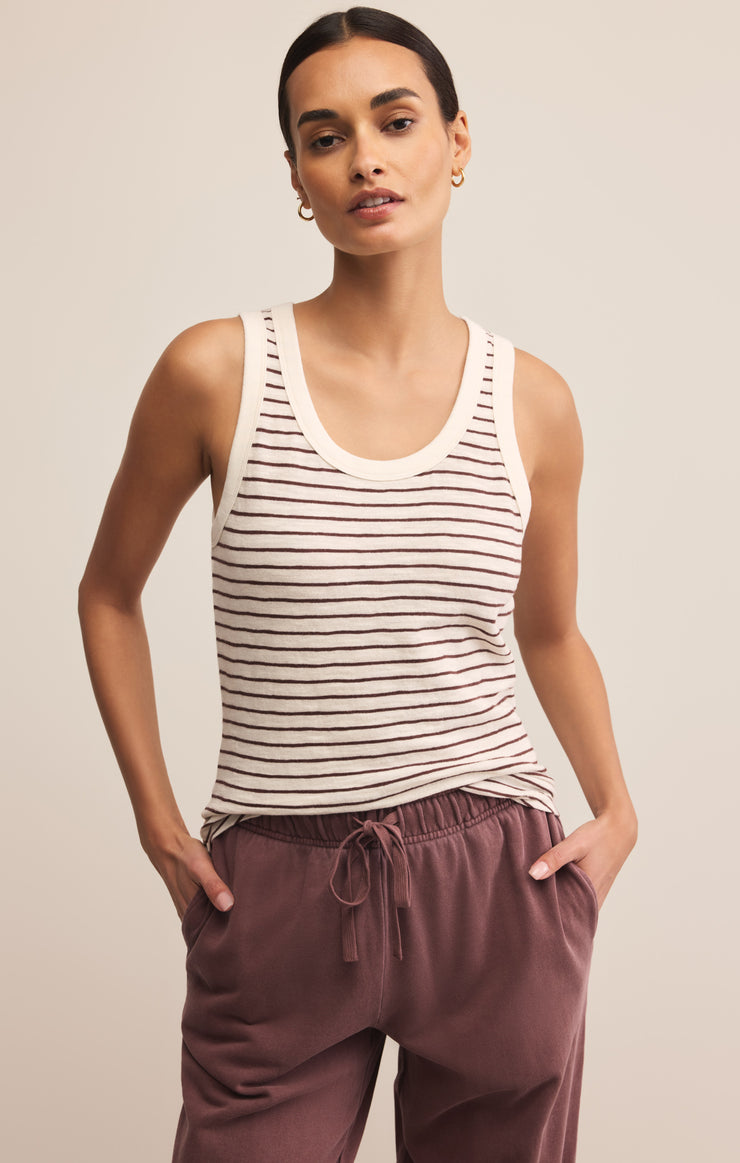 Tops The Perfect Striped Tank Sandalwood
