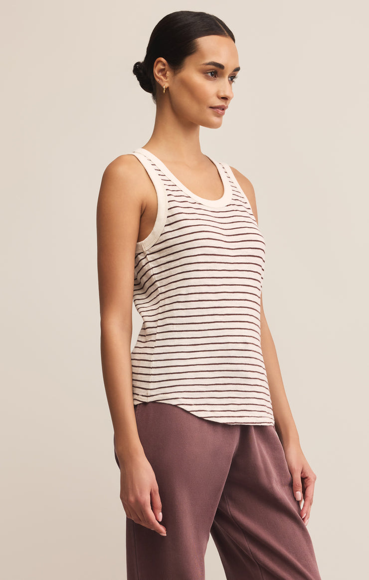 Tops The Perfect Striped Tank Sandalwood