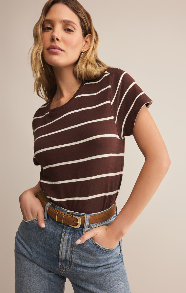 Tops Foundation Premium Striped Tee Sandalwood
