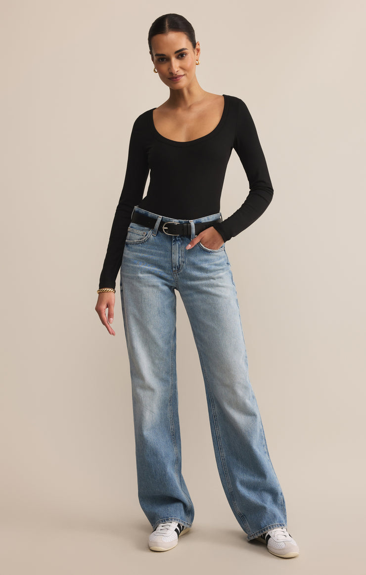 Tops Second Skin Scoop Neck Top Black