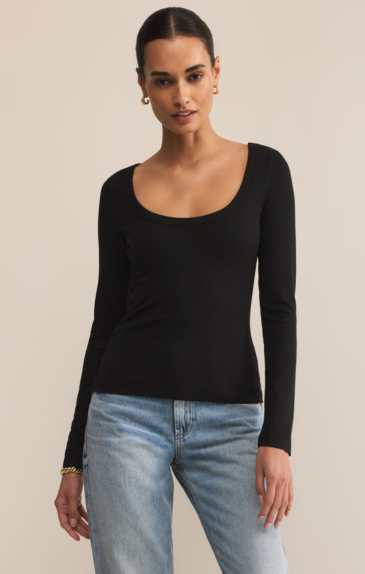 Tops Second Skin Scoop Neck Top Black