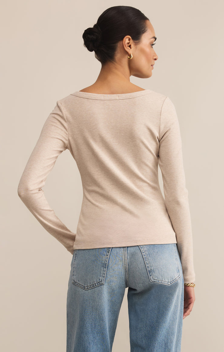Tops Second Skin Scoop Neck Top Oatmeal Heather