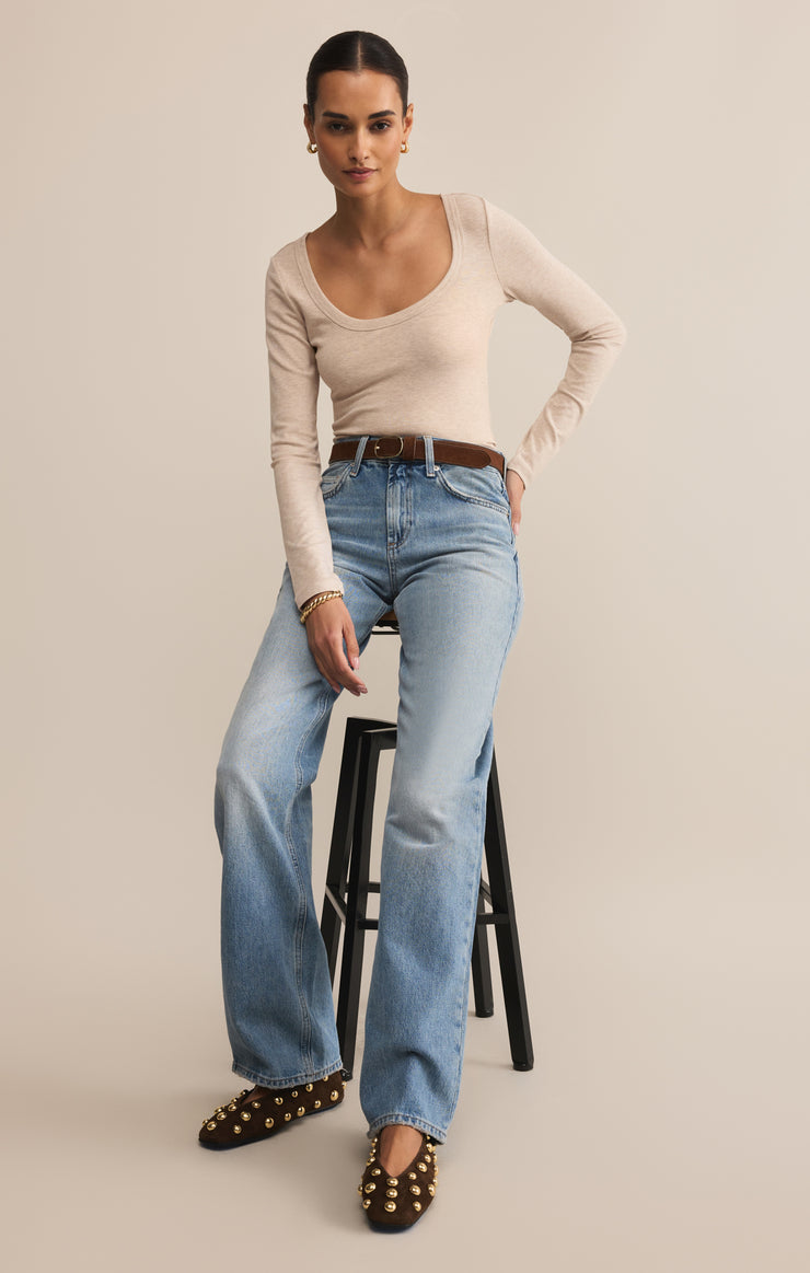 Tops Second Skin Scoop Neck Top Oatmeal Heather