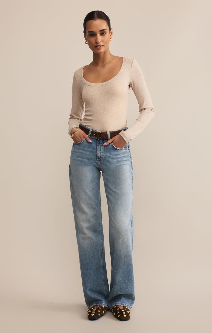Tops Second Skin Scoop Neck Top Oatmeal Heather