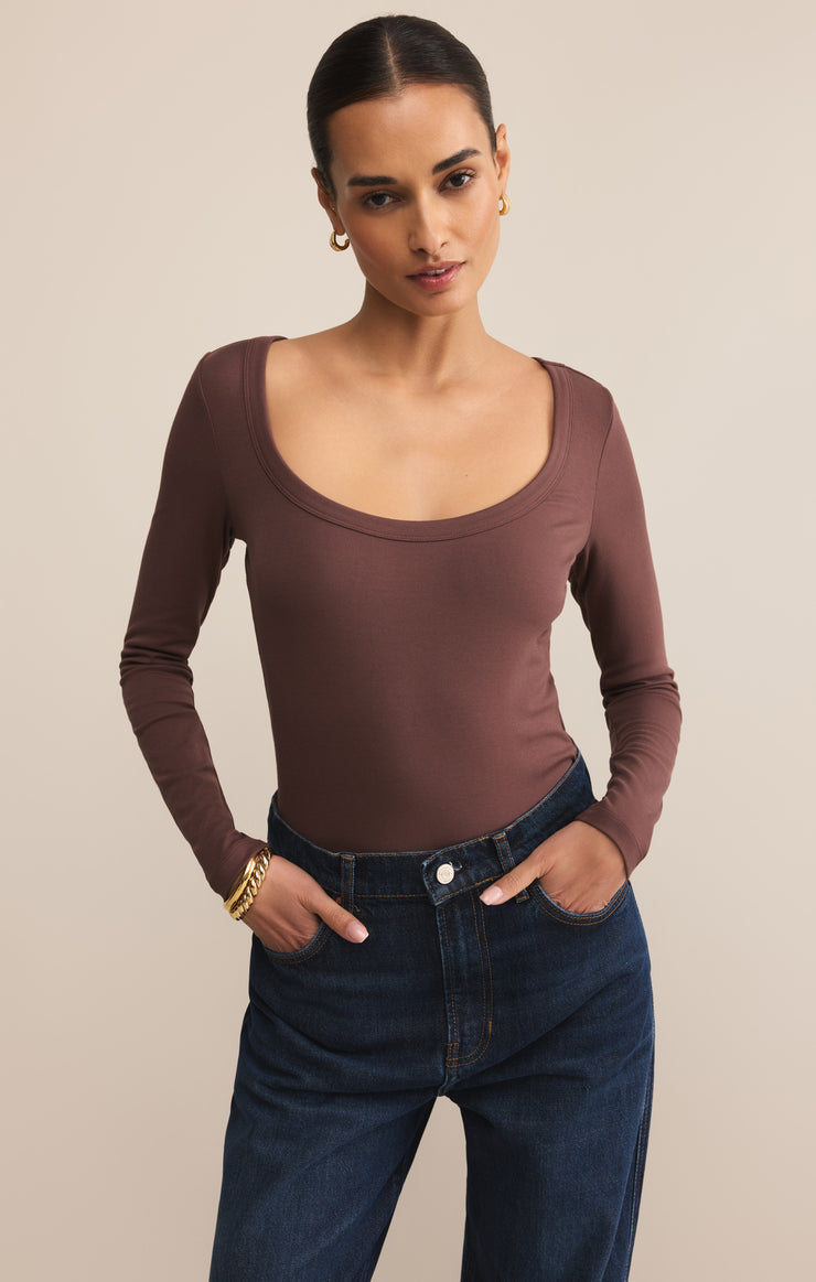 Tops Second Skin Scoop Neck Top Sandalwood