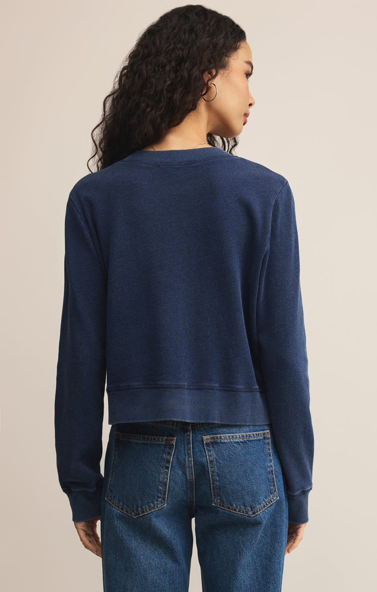 Tops Daily Knit Denim Cardigan Indigo