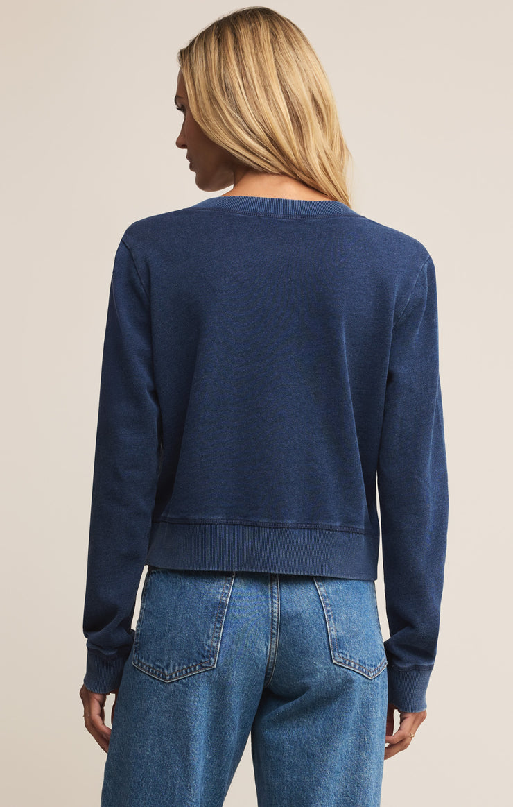 Tops Daily Knit Denim Cardigan Indigo