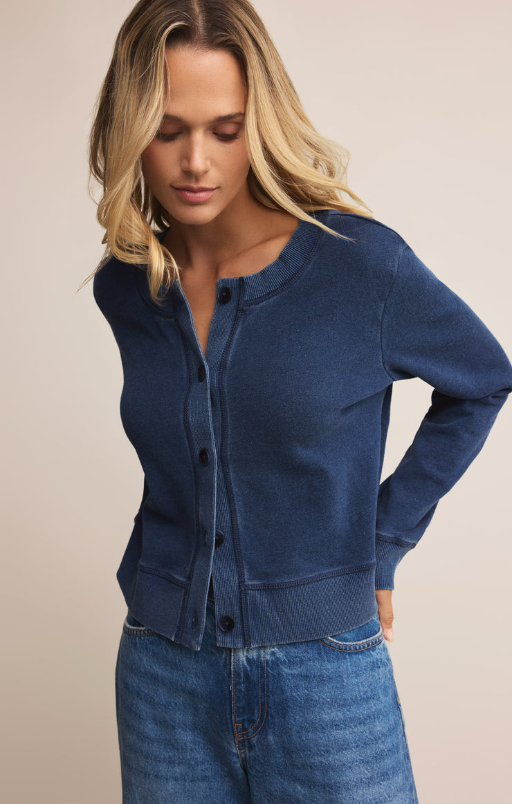 Tops Daily Knit Denim Cardigan Indigo