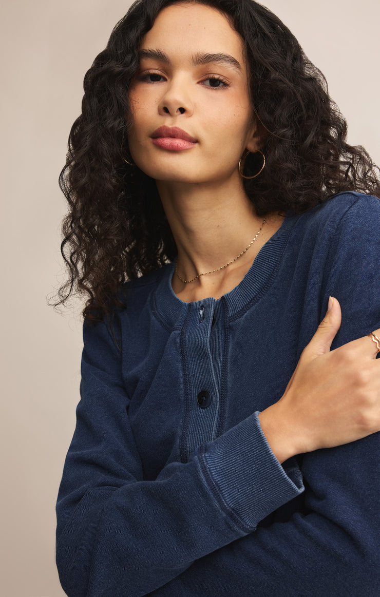 Tops Daily Knit Denim Cardigan Indigo