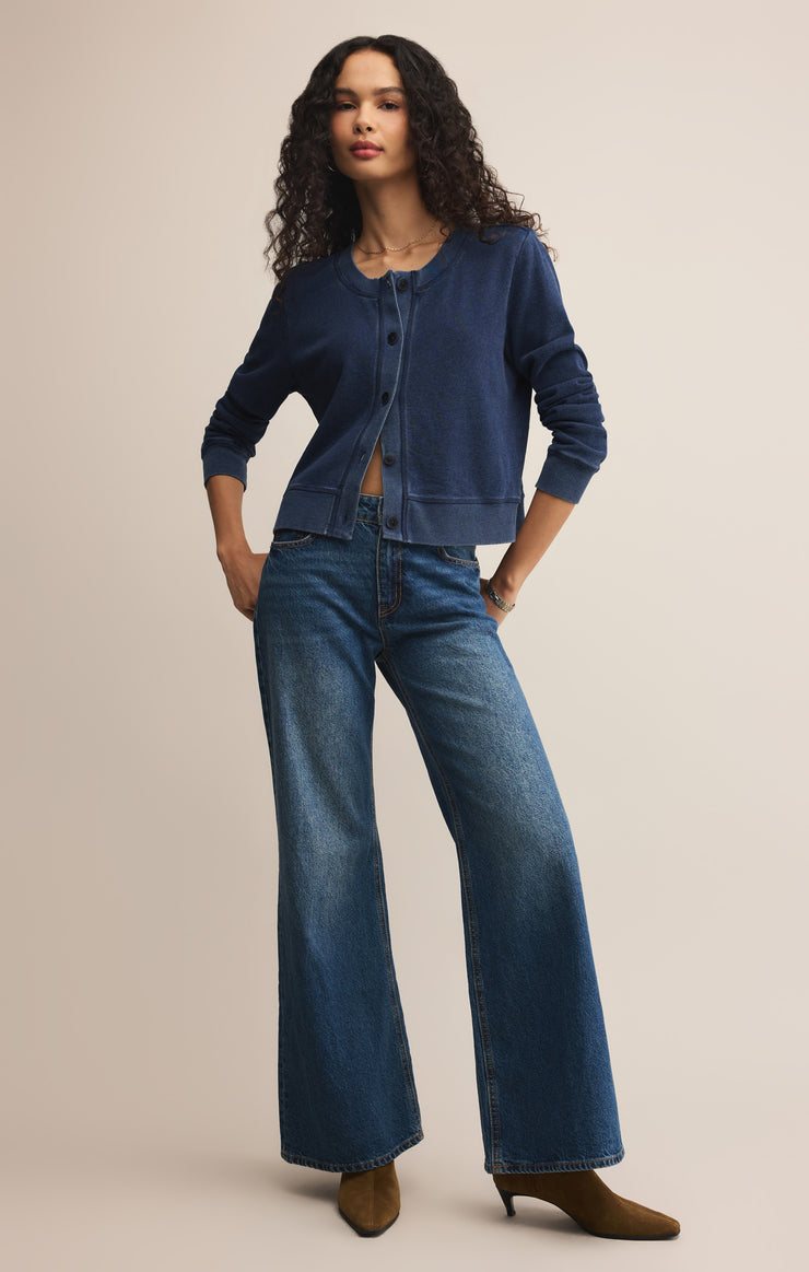 Tops Daily Knit Denim Cardigan Indigo