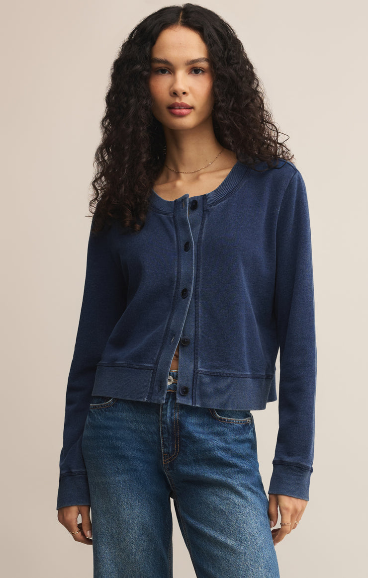 Tops Daily Knit Denim Cardigan Indigo