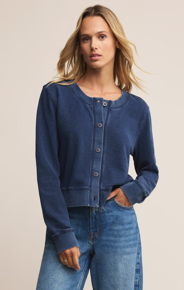 Tops Daily Knit Denim Cardigan Indigo