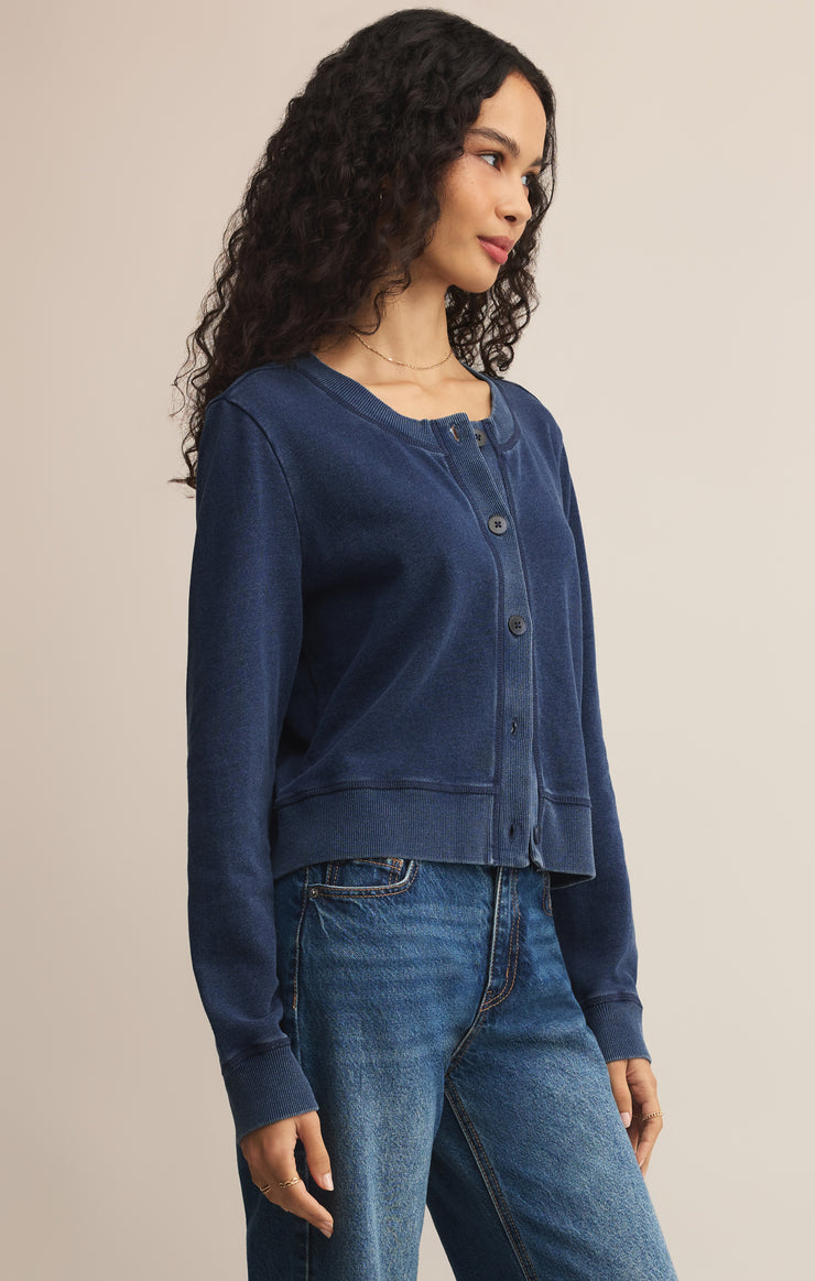 Tops Daily Knit Denim Cardigan Indigo