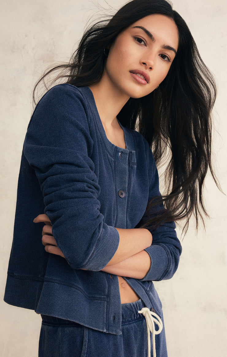 Tops Daily Knit Denim Cardigan Indigo