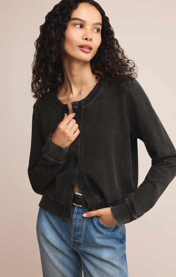 Tops Daily Knit Denim Cardigan Vintage Black