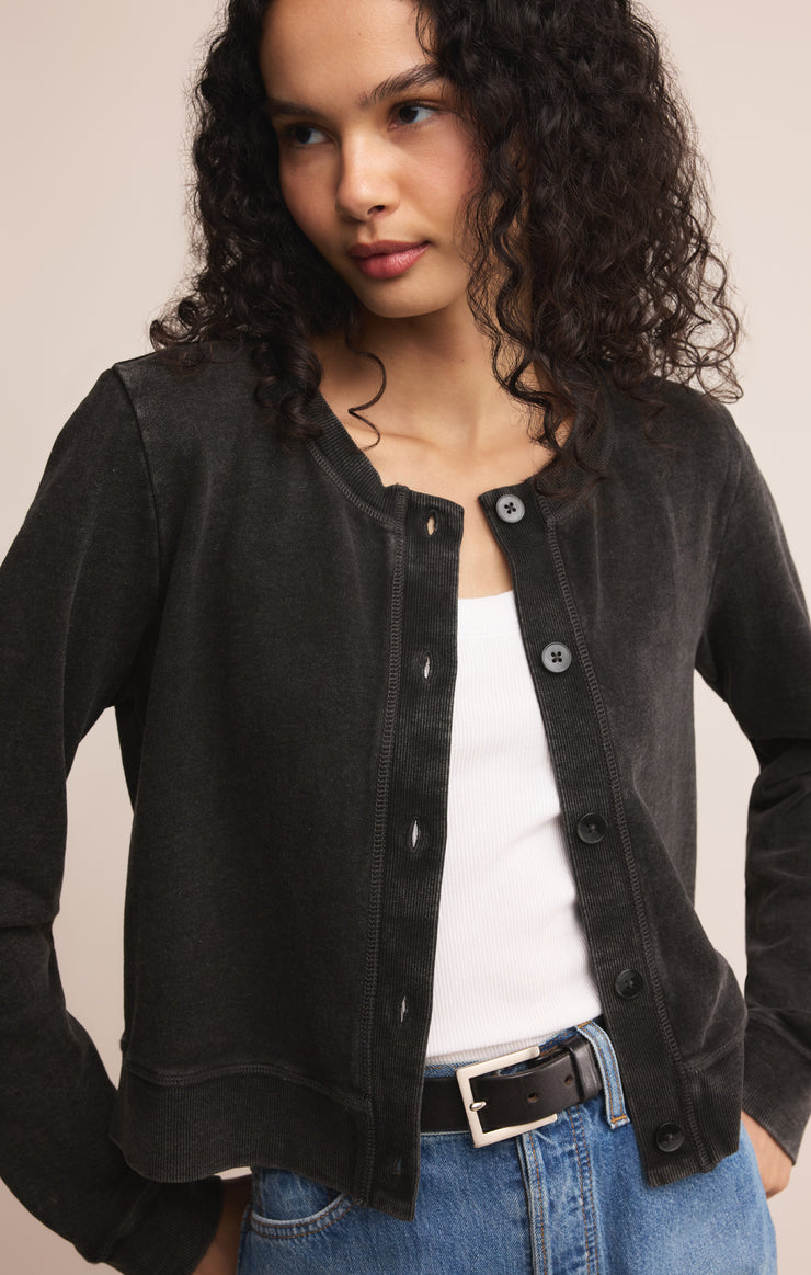 Tops Daily Knit Denim Cardigan Vintage Black