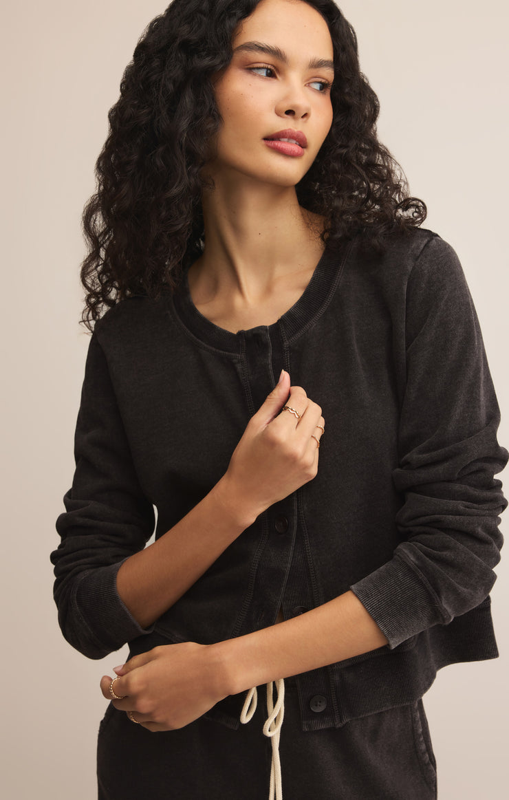 Tops Daily Knit Denim Cardigan Vintage Black