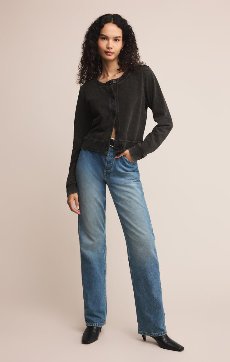 Tops Daily Knit Denim Cardigan Vintage Black