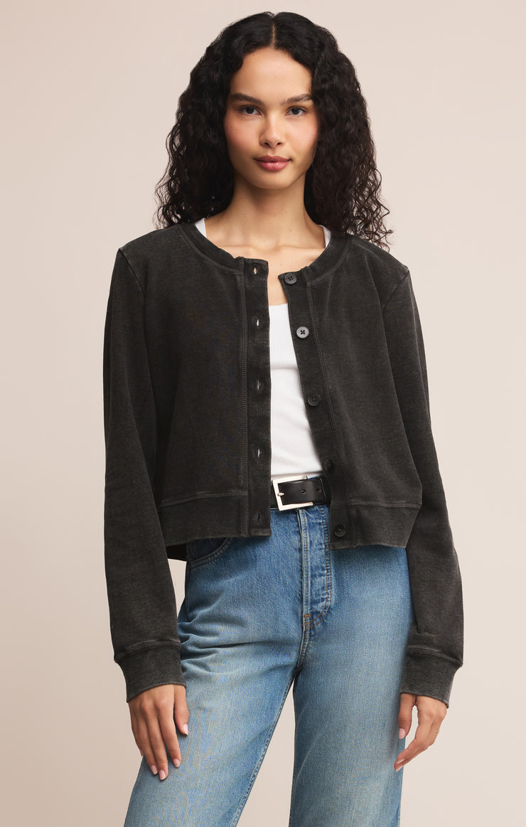 Tops Daily Knit Denim Cardigan Vintage Black