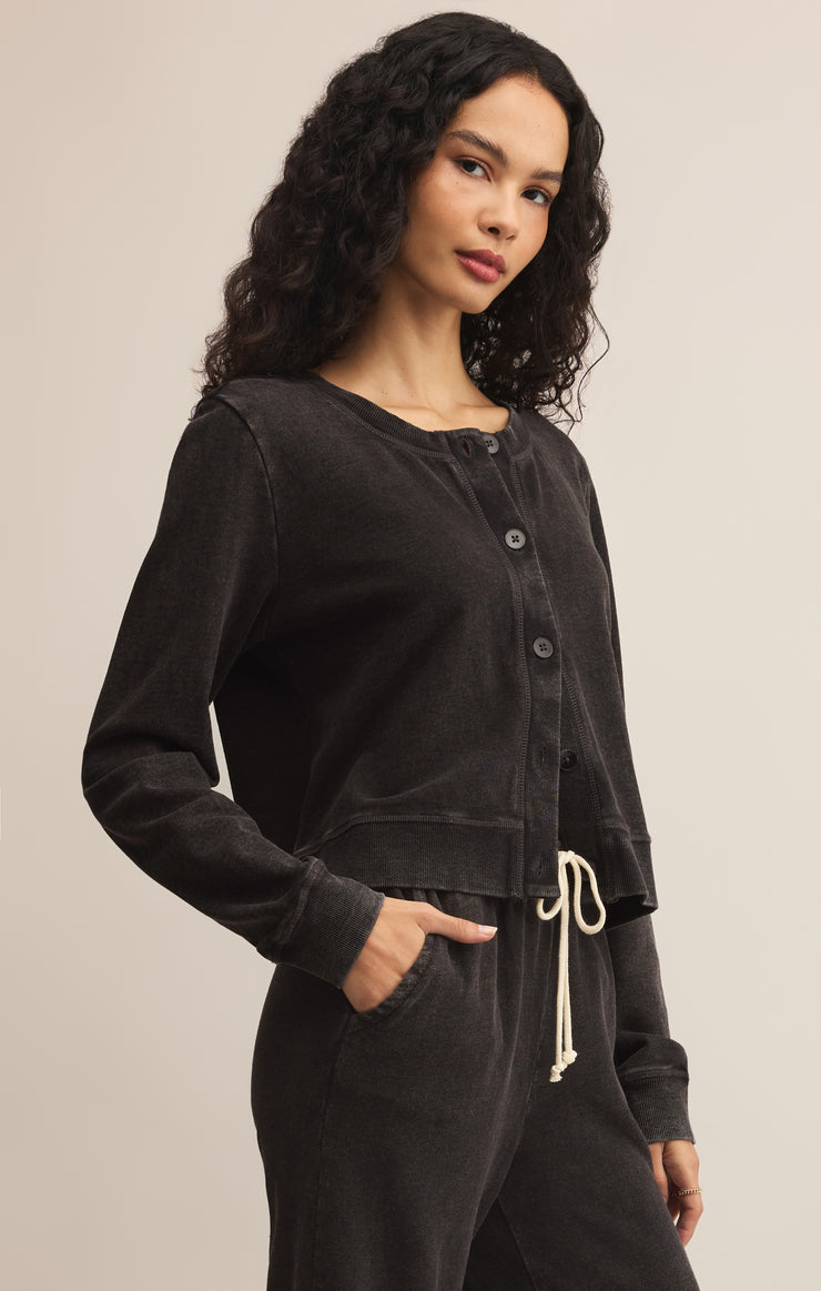 Tops Daily Knit Denim Cardigan Vintage Black