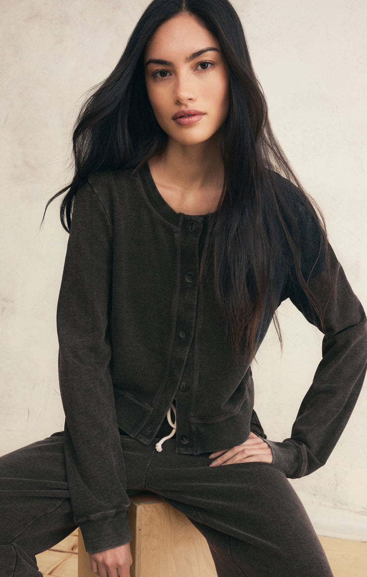 Tops Daily Knit Denim Cardigan Vintage Black