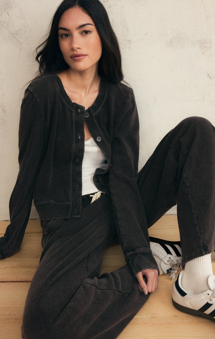 Tops Daily Knit Denim Cardigan Vintage Black