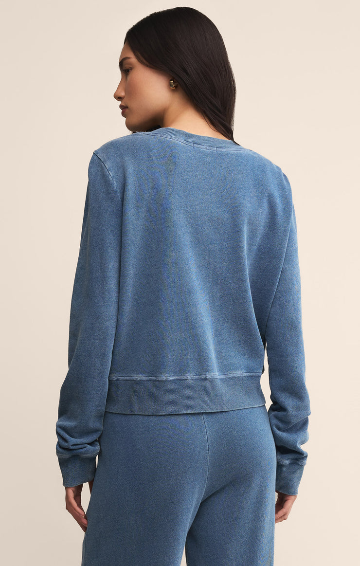 Tops Daily Knit Denim Cardigan Vintage Indigo