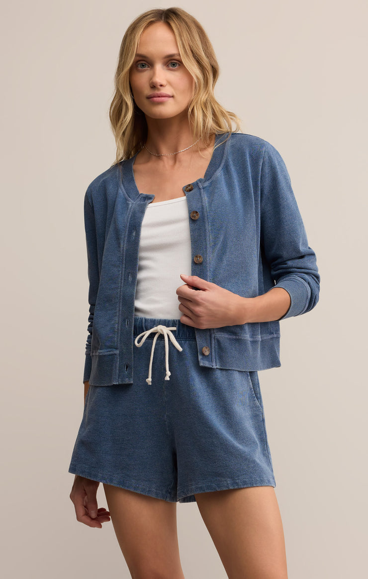 Tops Daily Knit Denim Cardigan Vintage Indigo