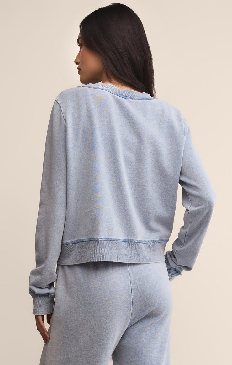 Tops Daily Knit Denim Cardigan Washed Indigo