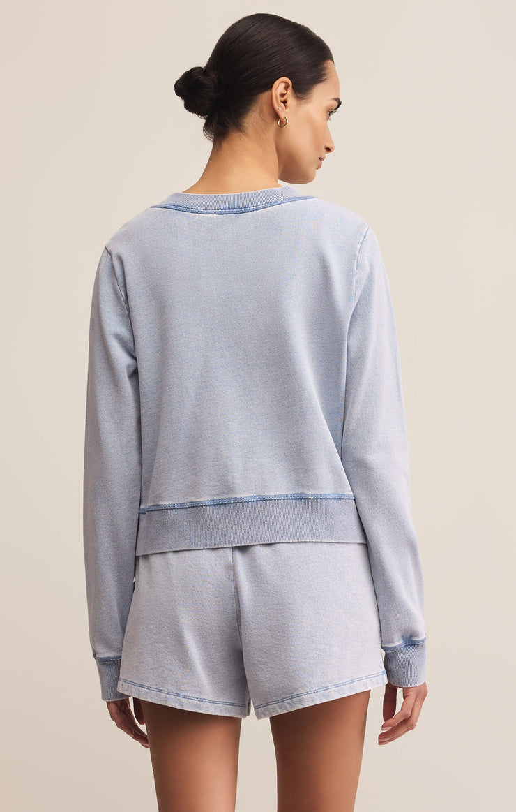 Tops Daily Knit Denim Cardigan Washed Indigo