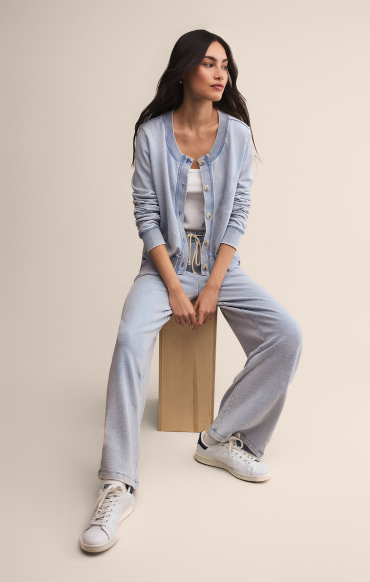 Tops Daily Knit Denim Cardigan Washed Indigo