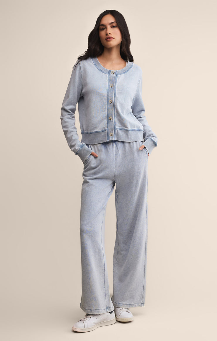 Tops Daily Knit Denim Cardigan Washed Indigo